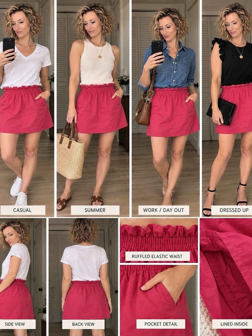 J.Crew Raspberry Pink Ruffle Waist Skirt